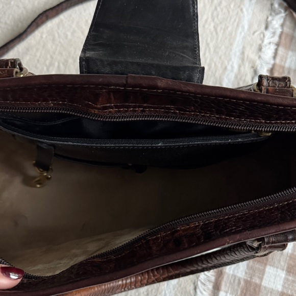 Brahmin Black and Brown Croc-Embossed Satchel - Picture 6 of 12